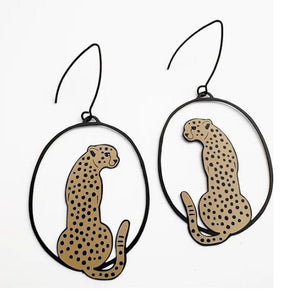 Denz Cheetah earrings in Black/Tan 