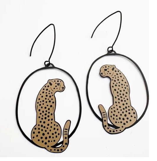 Denz Cheetah earrings in Black/Tan 