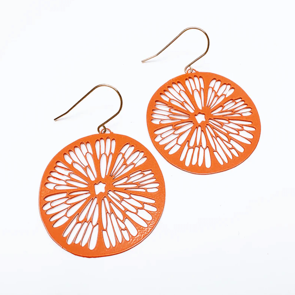 DENZ Citrus Slice earrings in orange