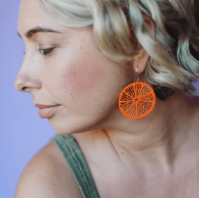DENZ Citrus Slice earrings in orange