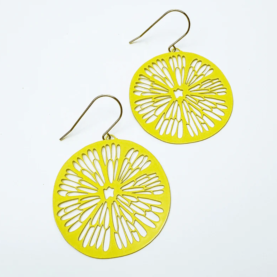 DENZ Citrus Slice earrings in lemon