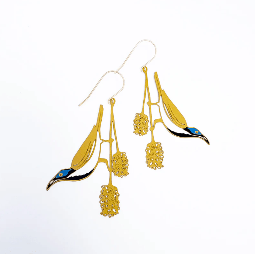 Denz + coDENZ Blue Faced Honeyeater earrings same day gift delivery melbourne