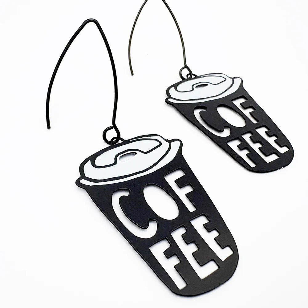 Denz + coDENZ Coffee Cup Earrings in Black & White same day gift delivery melbourne
