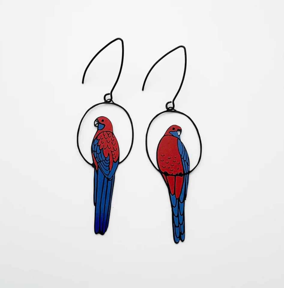 Denz + coDENZ Crimson Rosella earrings same day gift delivery melbourne