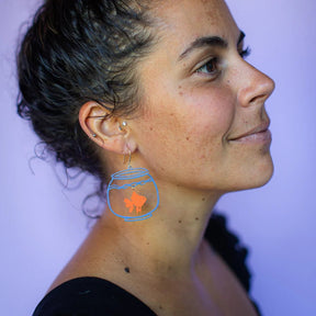Denz + coDENZ Fishbowl Earrings in Blue & Orange same day gift delivery melbourne