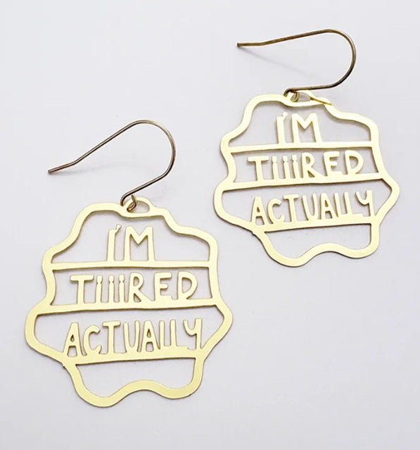 Denz Midi I'm Tiiired Actually earrings in Gold same day gift delivery melbourne