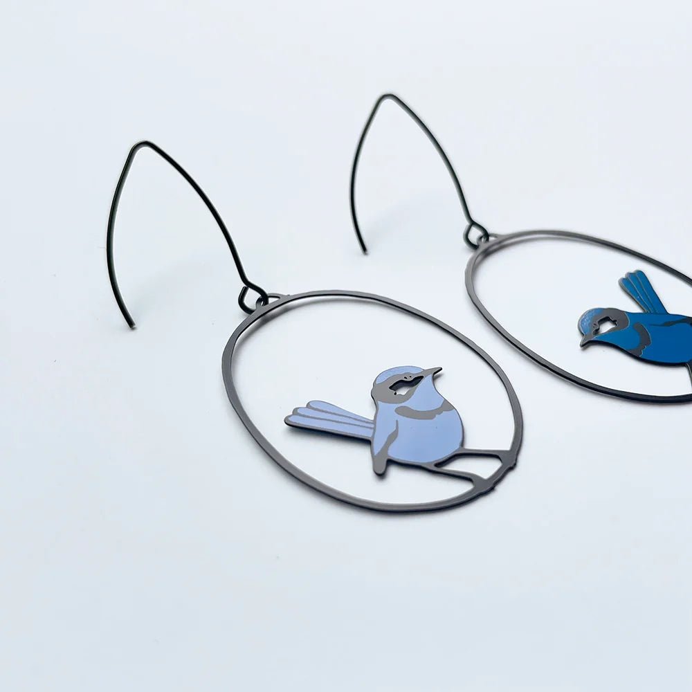Denz + coDENZ Midi Wren Earrings in Blue/Black same day gift delivery melbourne