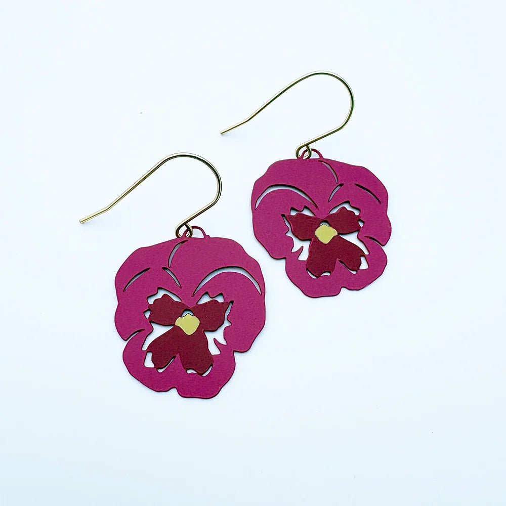Denz + coDENZ Pansy Flower Earrings in Pink & Cherry same day gift delivery melbourne