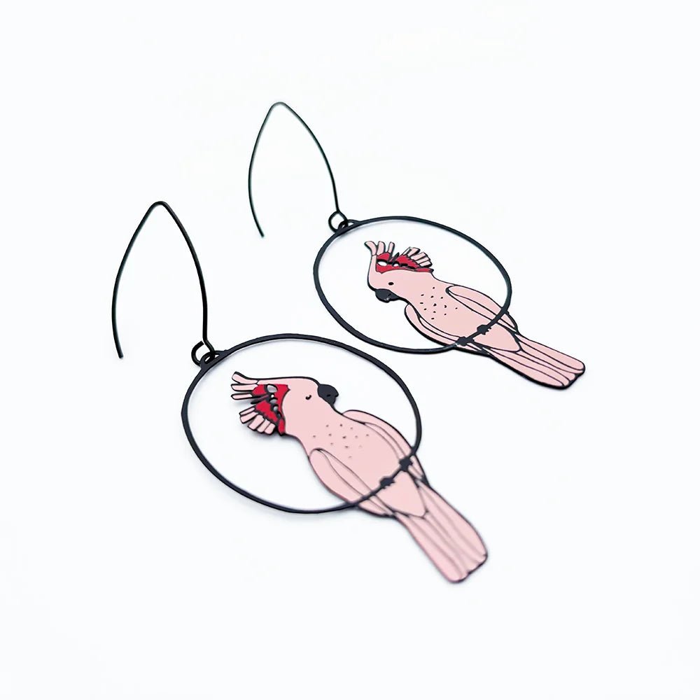 Denz + coDENZ Pink Cockatoo Earrings in Pink & Red same day gift delivery melbourne