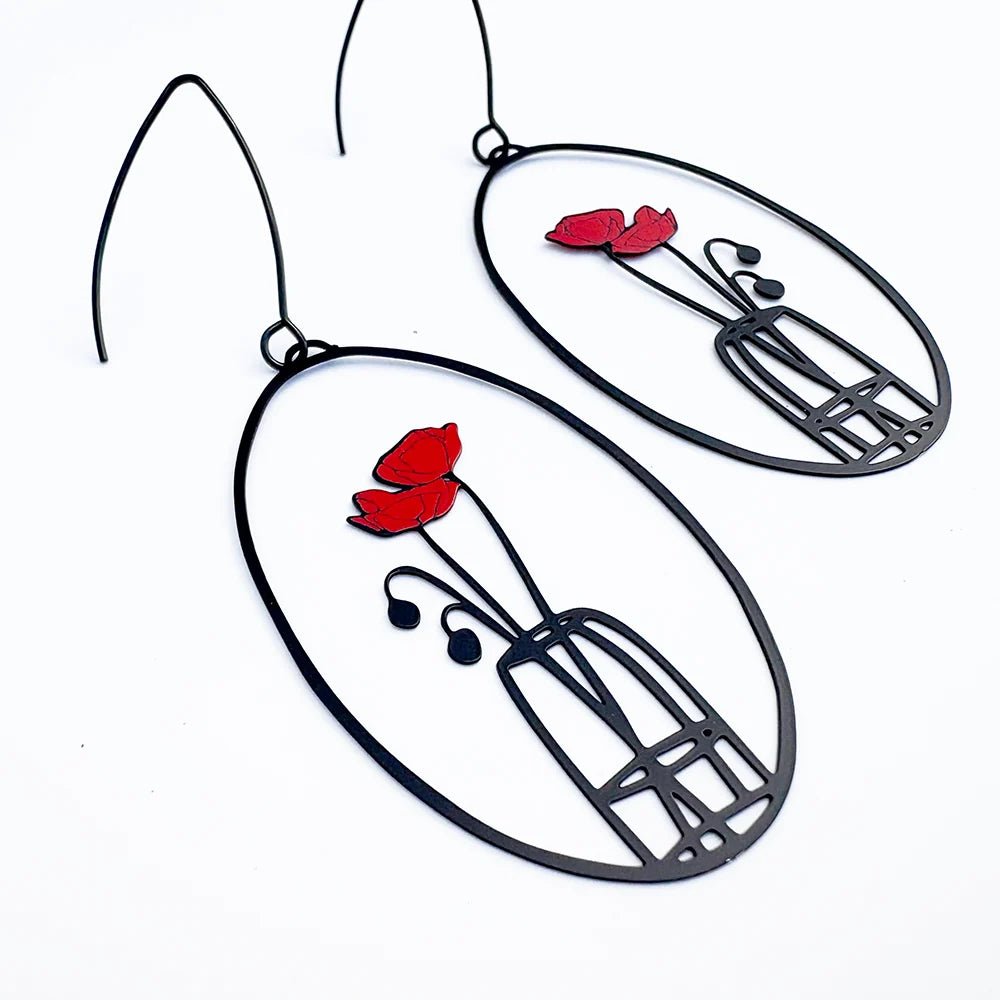 Denz + coDENZ Poppy Vase Earrings in Black & Red same day gift delivery melbourne