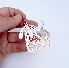 Denz + coDENZ Protea flower dangle earrings in Silver/Rose Gold same day gift delivery melbourne