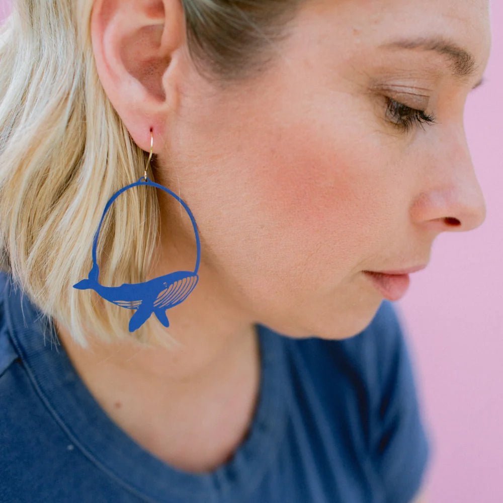 Denz + coDENZ Whale Blue Dangle Earrings same day gift delivery melbourne