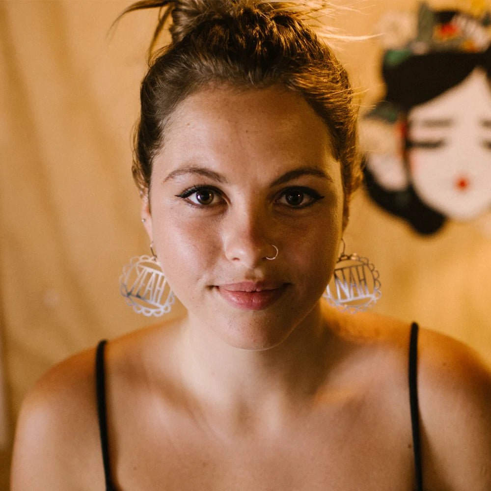 Denz + coDENZ Yeah Nah Dangles – Silver Lightweight Earrings same day gift delivery melbourne