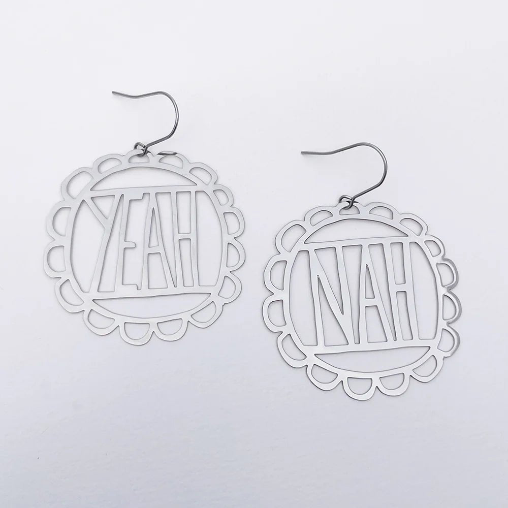 Denz + coDENZ Yeah Nah Dangles – Silver Lightweight Earrings same day gift delivery melbourne