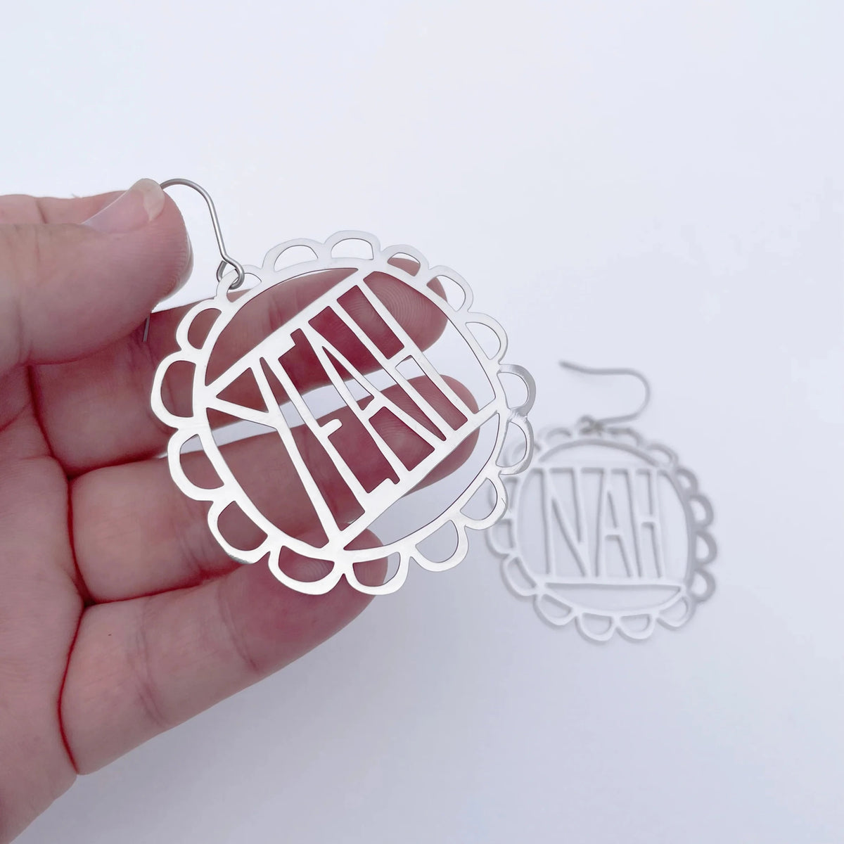 Denz + coDENZ Yeah Nah Dangles – Silver Lightweight Earrings same day gift delivery melbourne