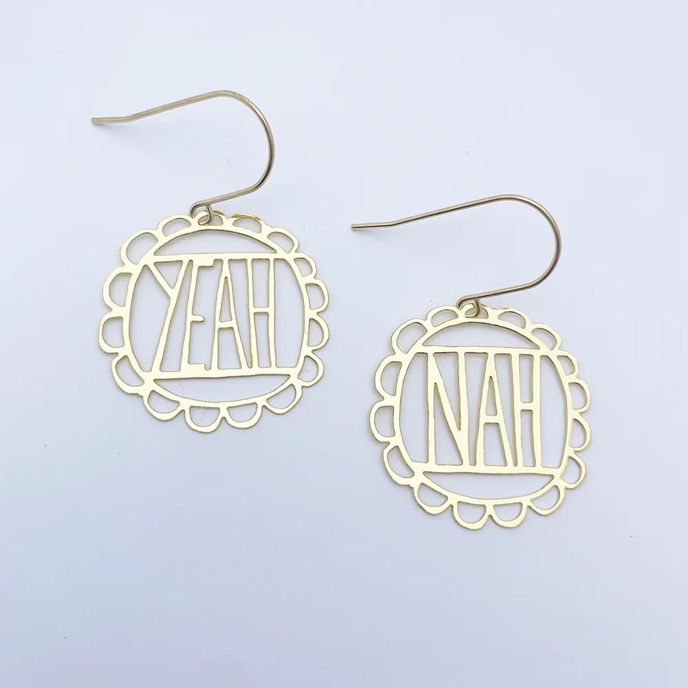 DENZ Yeah Nah Earrings in Gold - Mini same day gift delivery melbourne