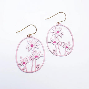 DENZ Flannel Flower Earrings in Pinks & White 