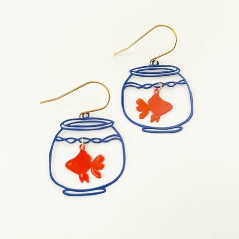 DENZ Goldfish in Orange/ Blue painted steel dangles 