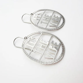 DENZ It's The Vibe Earrings in Silver, angled view