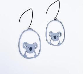 Denz Koala dangles earrings in midi grey and black