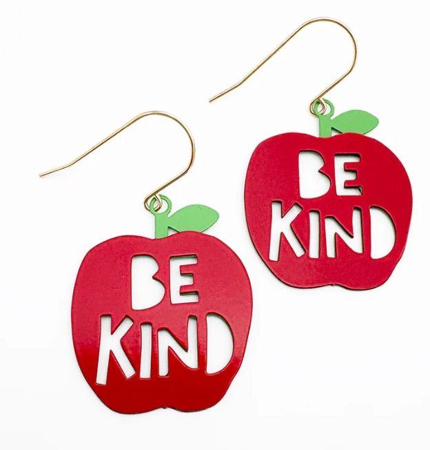 Denz Midi Be Kind Apple Earrings in Red/Green 
