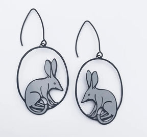DENZ Midi Bilby Earrings in Black/Grey 