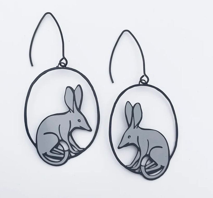 DENZ Midi Bilby Earrings in Black/Grey 