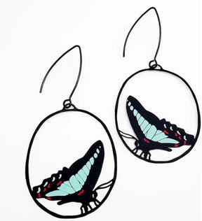 Denz Midi Butterfly Earrings in Blue Triangle 
