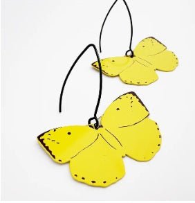 Denz Midi Butterfly Earrings in Lemon Migrant, angled view