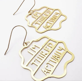 Denz Midi I'm Tiiired Actually earrings in Gold, angled view