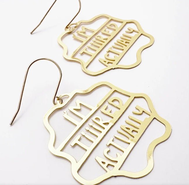 Denz Midi I'm Tiiired Actually earrings in Gold, angled view