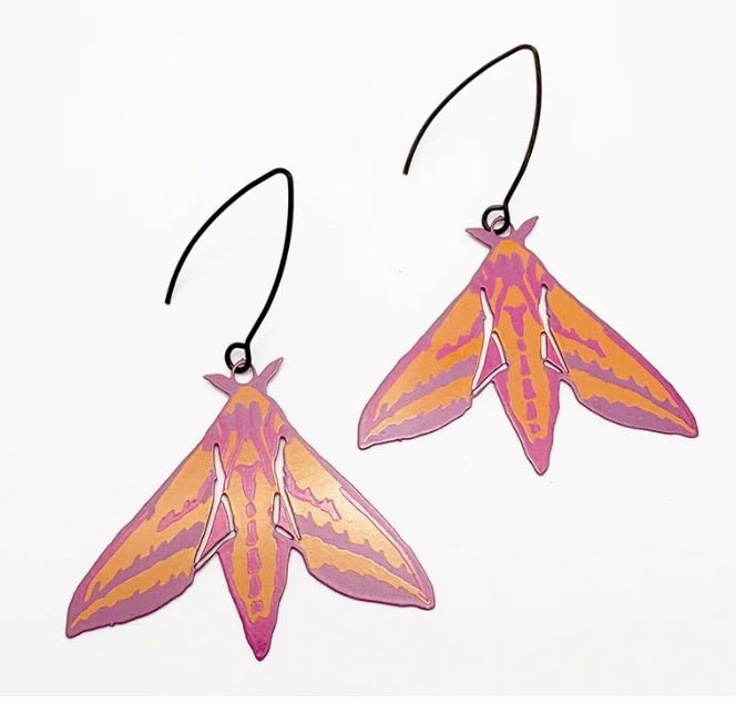 Denz Midi Moth Earrings in Elephant Hawk 