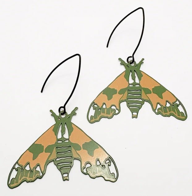 Denz Midi Moth Earrings in Lime Hawk 