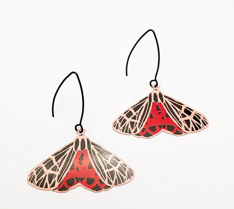 Denz Midi Moth Earrings in Ornate Tiger 