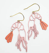 Denz Midi Prawn Dangle Earrings in Coral 