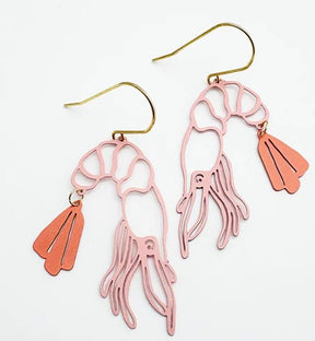 Denz Midi Prawn Dangle Earrings in Coral 
