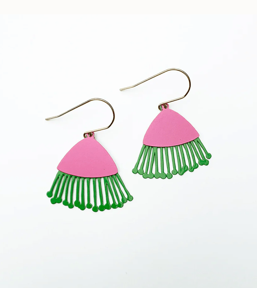 DENZ Mini Gum Blossoms in Pink & Green earrings