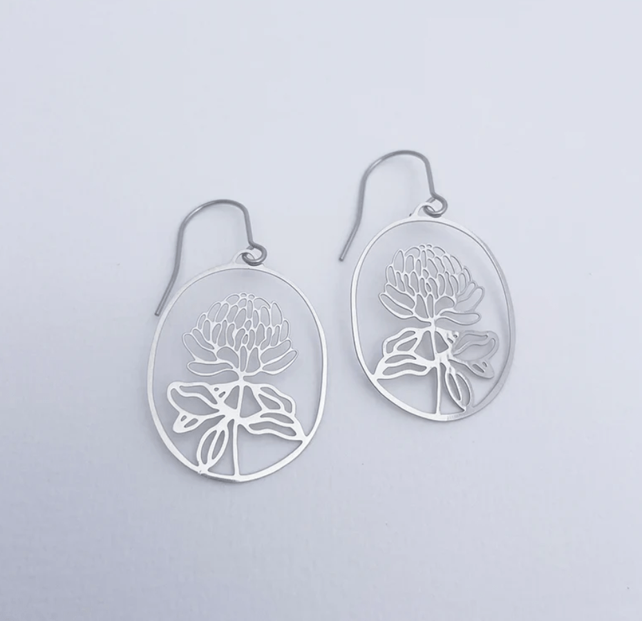 DENZ Mini Waratahs Earrings in Silver