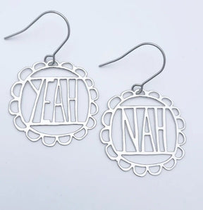 Denz Mini YEAH/NAH Earrings in Silver 