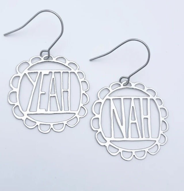 Denz Mini YEAH/NAH Earrings in Silver 