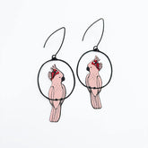 DENZ Pink Cockatoo Earrings in Pink & Red 