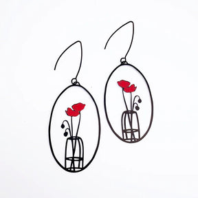 DENZ Poppy Vase Earrings in Black & Red 