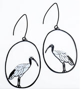 Denz Sacred Ibis Earrings in Black/White 