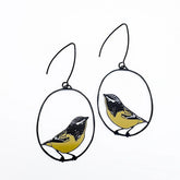 DENZ Spotted Pardalote Earrings in Black, White & Yellow 
