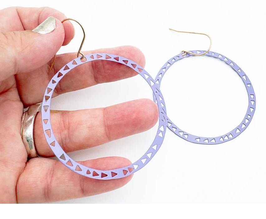 Denz Triangle Hoop Earrings in Lilac 