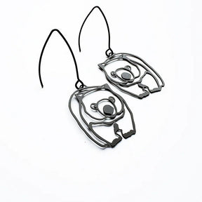 DENZ Wombat Earrings in Black, angled view