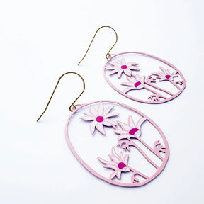 DENZ Flannel Flower Earrings in Pinks & White