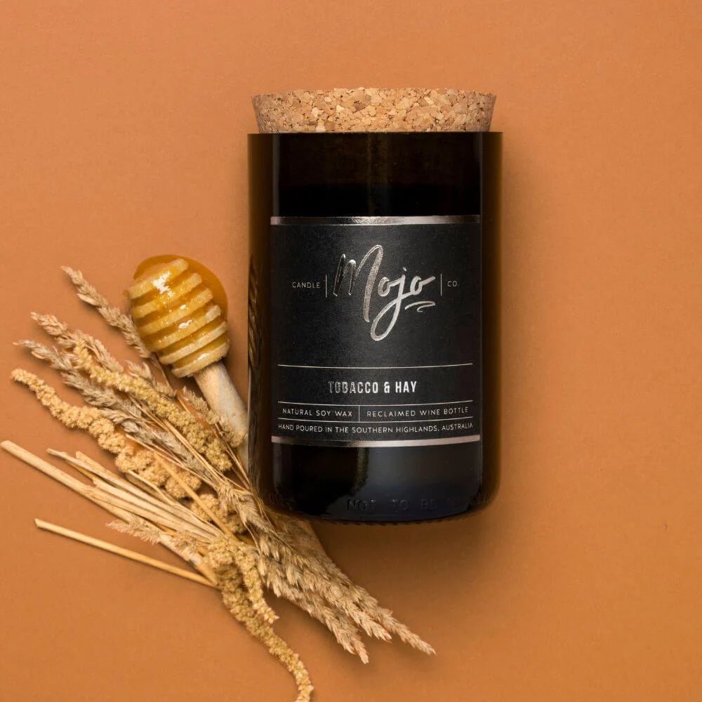 Mojo Tobacco & Hay Wine Bottle Candle