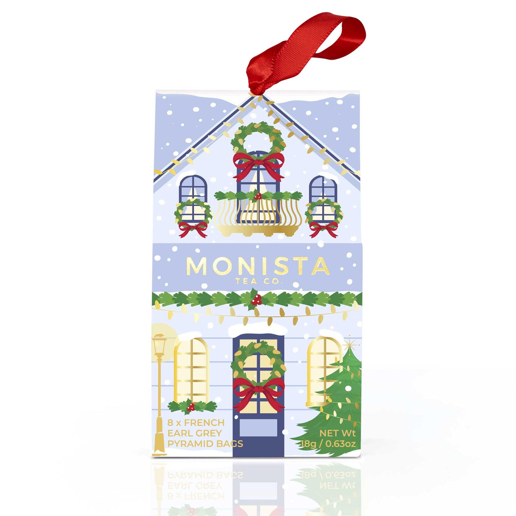 Monista Tea Co. Christmas Decoration - French Earl Grey Tea House (Blue)
