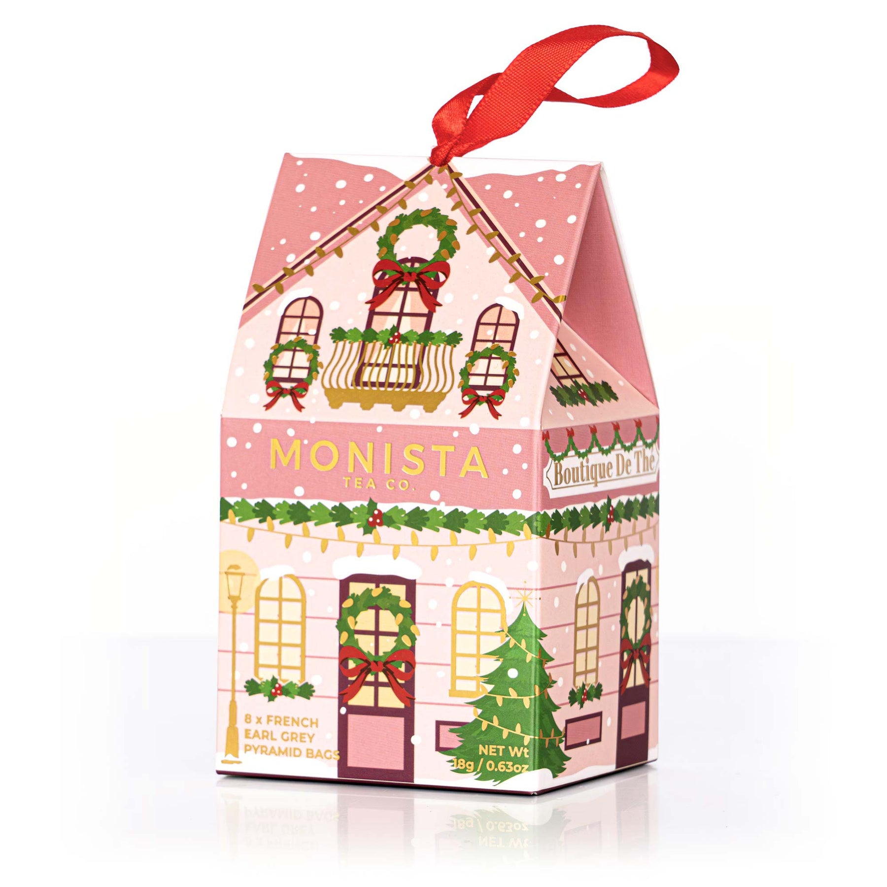 Monista Tea Co. Christmas Decoration - French Earl Grey Tea House (Pink)